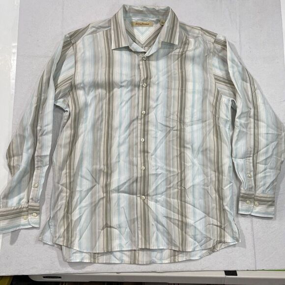 Tommy Bahama Mens Large Long Sleeve Button Up Shirt 100% Tencel Lyocell - Picture 2 of 7
